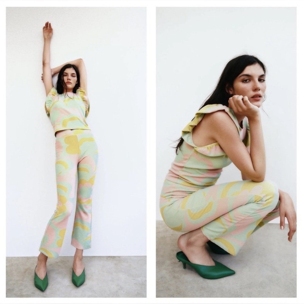 Zara NWT Pastel Camo Patterned Women's Leggings Pants